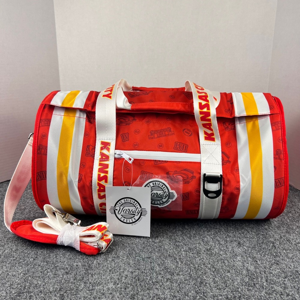 The Original Varsity Cooler Kansas City Insulated Duffel Bag Red Yellow NWT